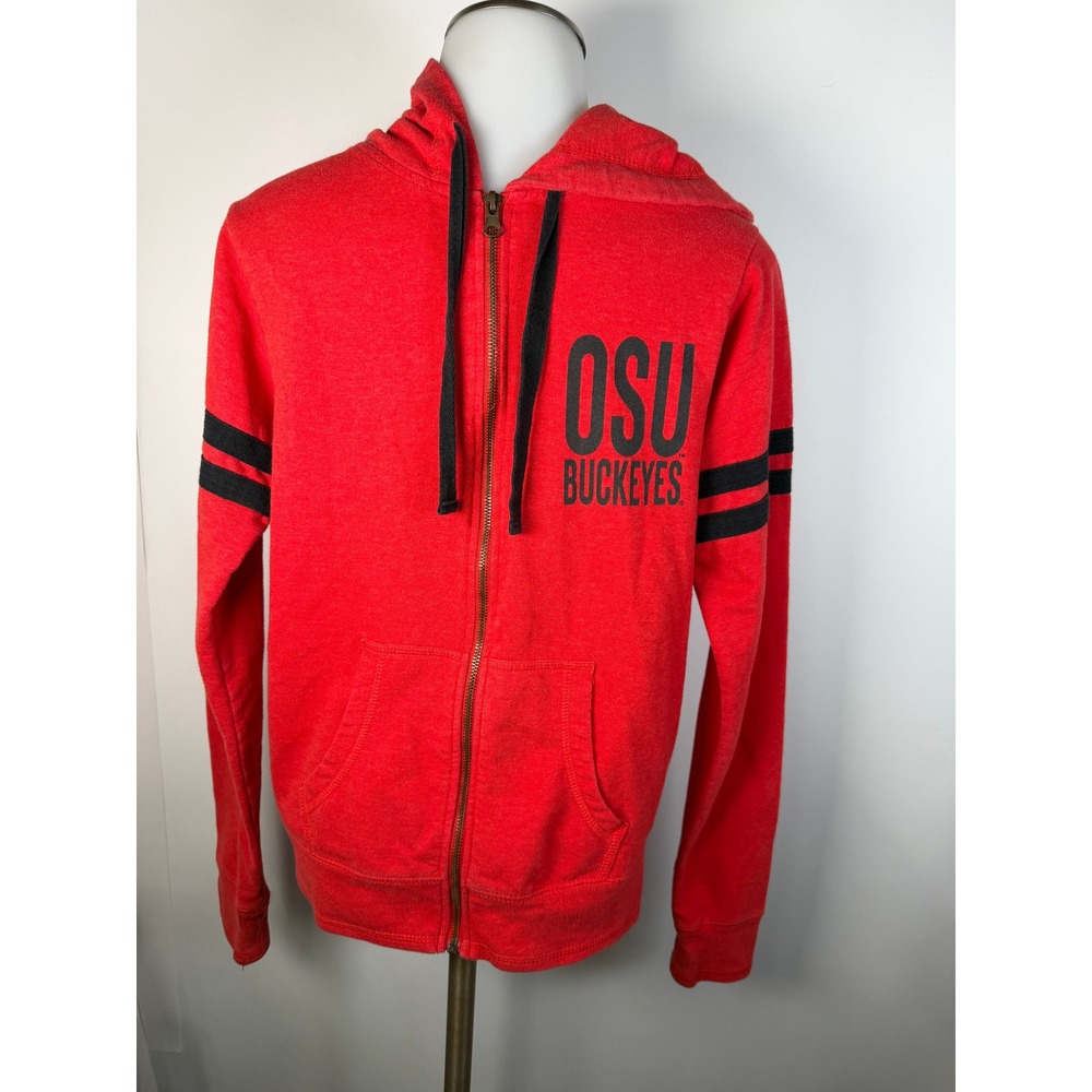 Pro Edge OSU Buckeyes Full Zip Hoodie Red Varsity Stripe Sweatshirt Small